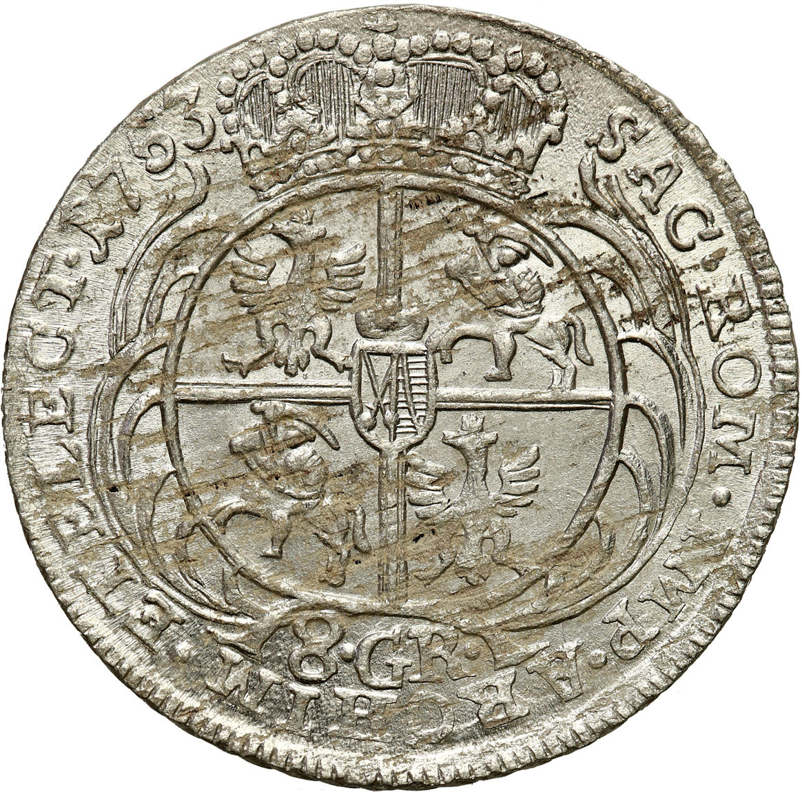 August III Sas. Dwuzłotówka (8 groszy) 1753, bez liter EC NGC MS62 - WYŚMIENITA